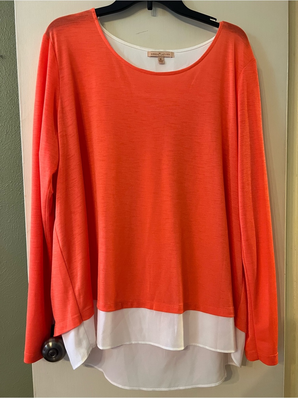 Gibson & Latimer Orange White Layered Look Long Sleeve Shirt Size X-Large XL
